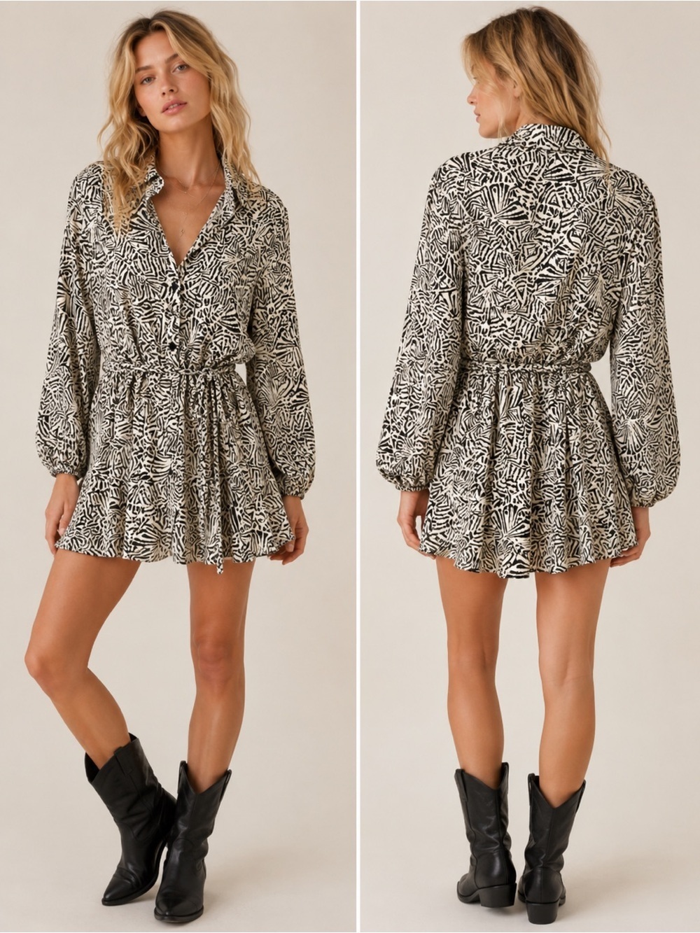 🖤🤍 ZARA Zebra Print Belted Shirt Dress – Size M | NWOT